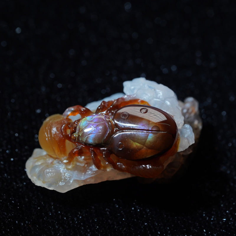 Freya Jewelry Fire Agate Hand-carving Display crystal display image 1