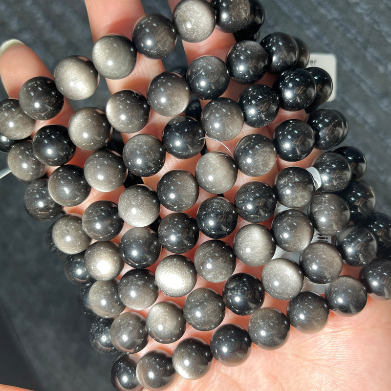 Freya Jewelry Silver Obsidian Beads crystal beads for DIY jewelry image 1