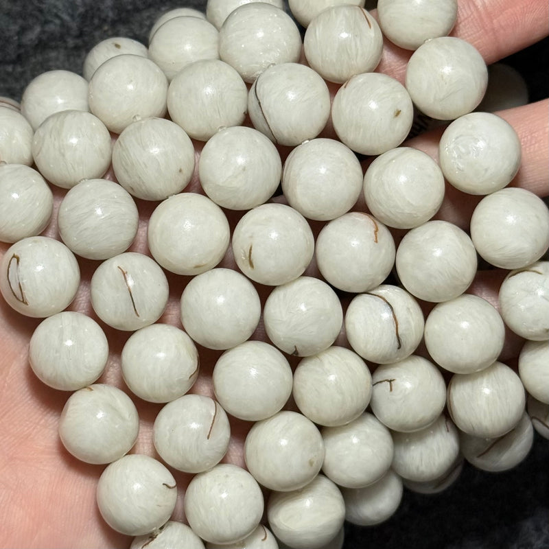 White Velvet Mica Bead bracelet