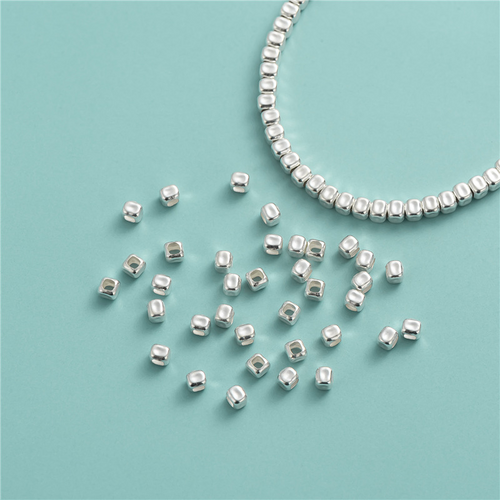 Freya Jewelry S925 Sterling Silver Small Cube 3mm Spacer Beads 15 Pieces DIY Accessories DIY jewelry accessory image 1
