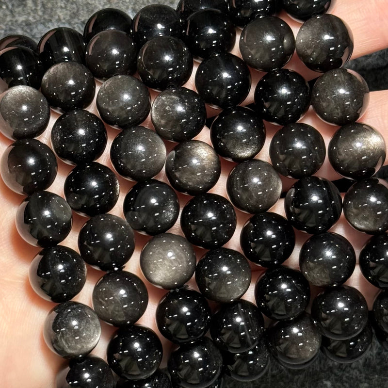 Freya Jewelry Silver Obsidian Bracelet natural stone beaded bracelet image 1