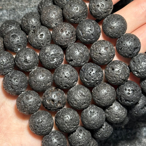 Freya Jewelry Lava Stone 14mm Bead Bracelet natural stone beaded bracelet image 1